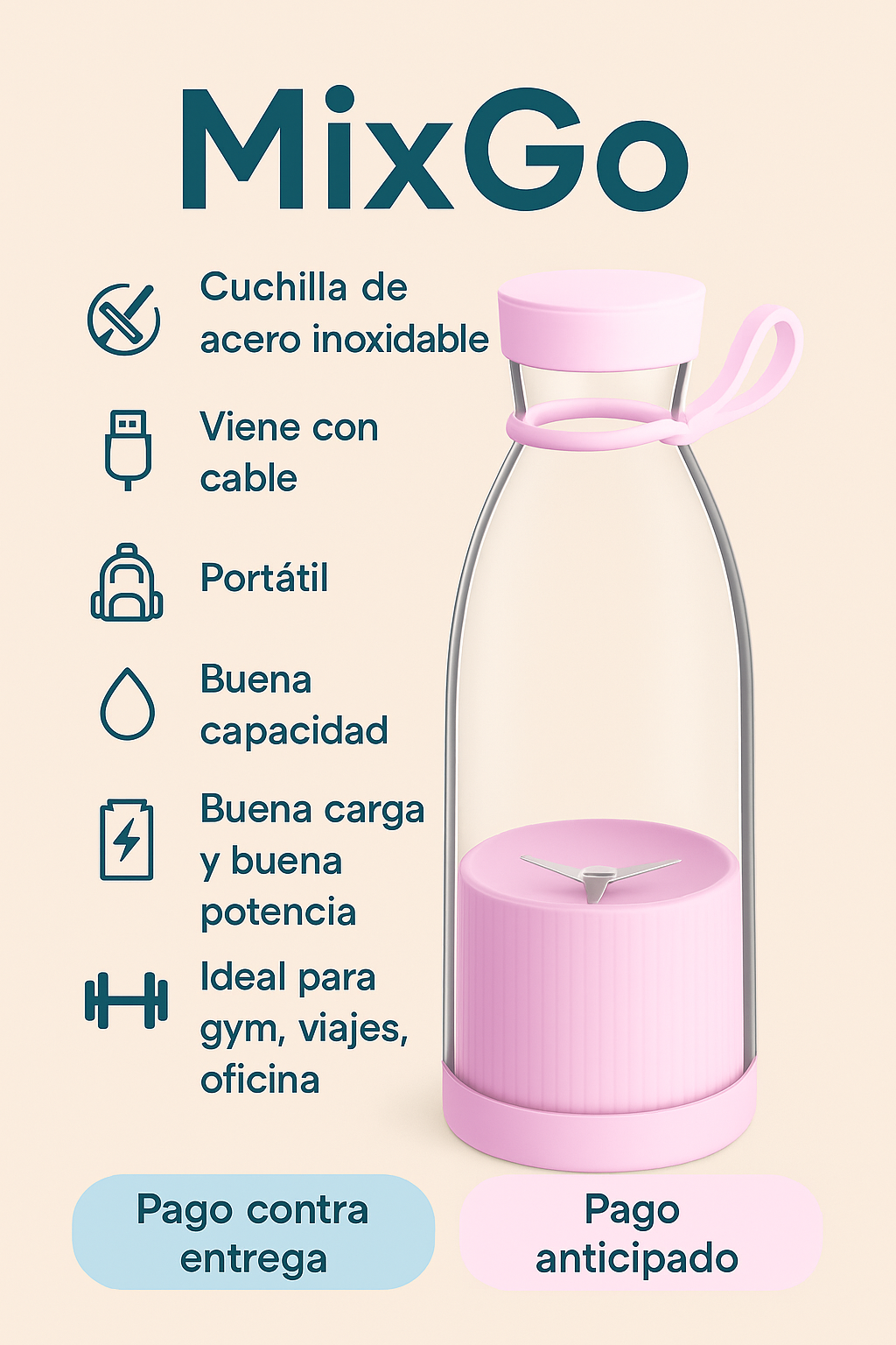 MixGo™ | Termo Licuadora Recargable