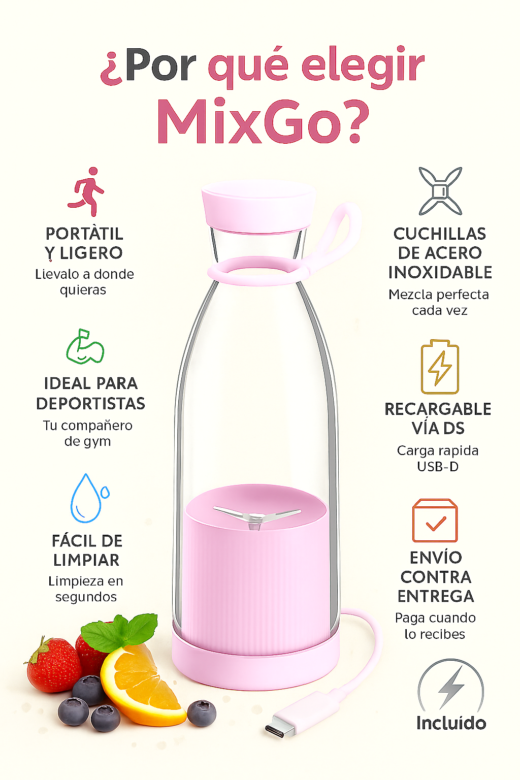 MixGo™ | Termo Licuadora Recargable